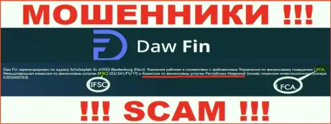 Компания DawFin Com преступно действующая, и регулятор у нее такой же жулик