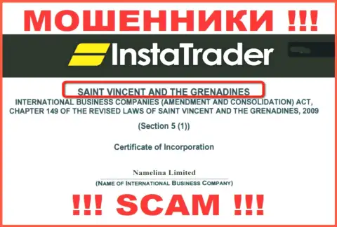 St. Vincent and the Grenadines - это место регистрации компании InstaTrader, находящееся в оффшоре