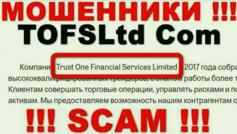 Свое юр лицо контора Trust One Financial Services не прячет это Trust One Financial Services Limited