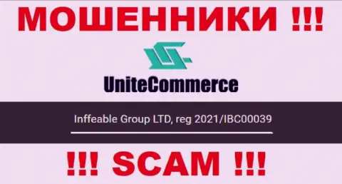 Инффеабле Групп ЛТД internet мошенников UniteCommerce World было зарегистрировано под этим номером: 2021/IBC00039