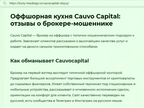Cauvo Capital - это МОШЕННИКИ !!! обзорная статья с фактами мошеннических действий