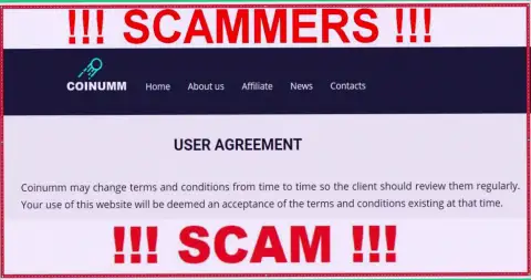 Coinumm Fraudsters can remake their client agreement at any time