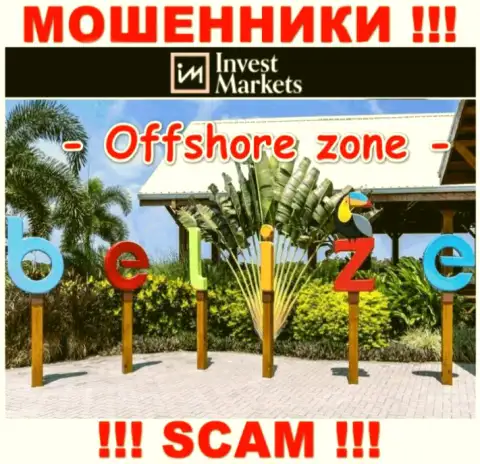 ИнвестМаркетс Ком имеют офшорную регистрацию: Belize - будьте крайне бдительны, мошенники