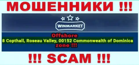 Оффшорный адрес расположения WinMarket - 8 Copthall, Roseau Valley, 00152 Commonwelth of Dominika