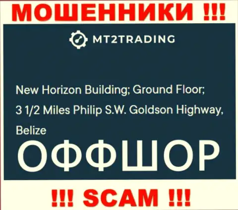 New Horizon Building; Ground Floor; 3 1/2 Miles Philip S.W. Goldson Highway, Belize - это оффшорный адрес MT2Trading, указанный на информационном портале данных кидал