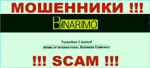 Юридическим лицом Binarimo Com является - Намелина Лимитед