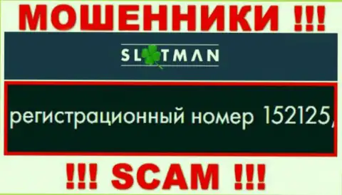 Номер регистрации SlotMan Com - информация с официального сайта: 152125