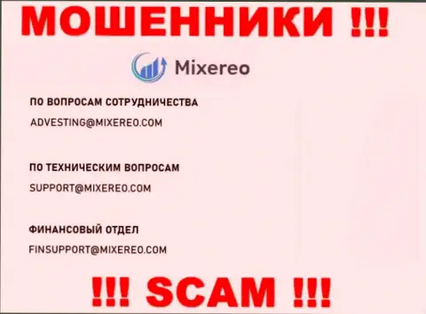 На электронный адрес Mixereo Com писать сообщения крайне рискованно это наглые internet-мошенники !