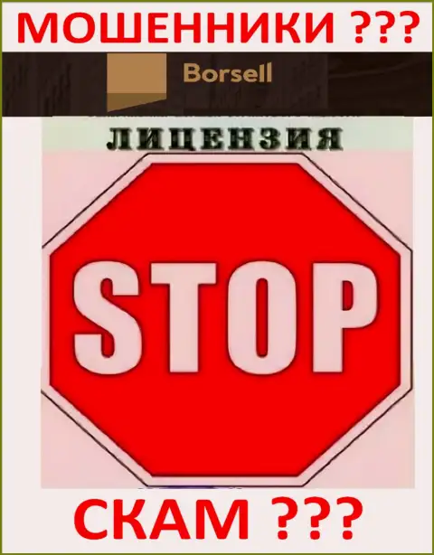 Работа интернет мошенников Borsell Ru заключается исключительно в прикарманивании денежных активов, поэтому они и не имеют лицензии
