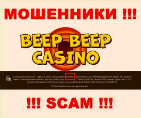 Не стоит вестись на информацию о существовании юр. лица, Beep Beep Casino - WoT N.V., в любом случае оставят без денег