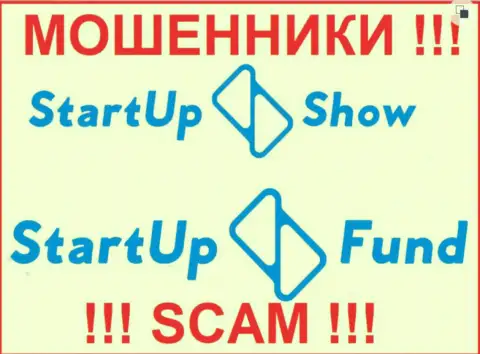 Схожесть эмблем обманных организаций StarTupShow и StarTup Fund очевидно
