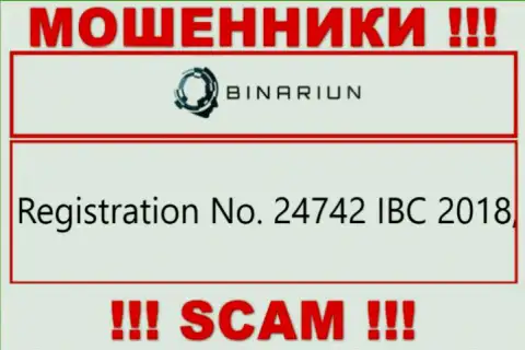 Номер регистрации конторы Binariun Net, которую стоит обойти десятой дорогой: 24742 IBC 2018