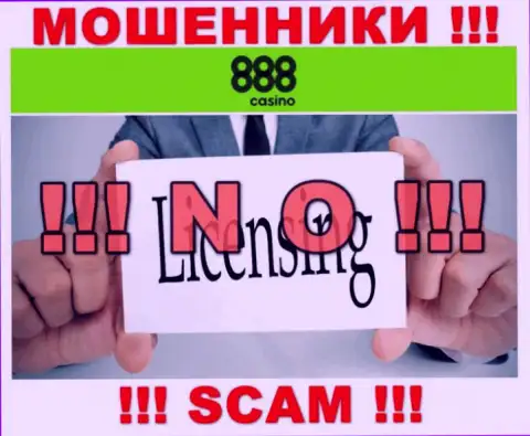 На информационном сервисе организации 888Casino не предоставлена информация о ее лицензии, судя по всему ее просто нет