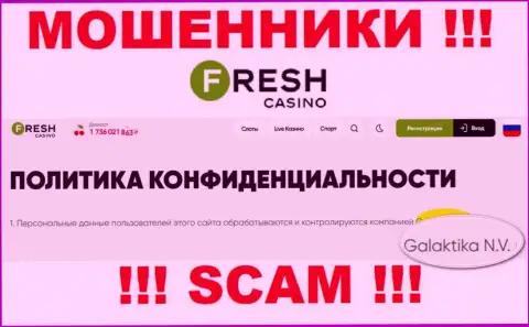 Юридическое лицо мошенников Fresh Casino - это GALAKTIKA N.V