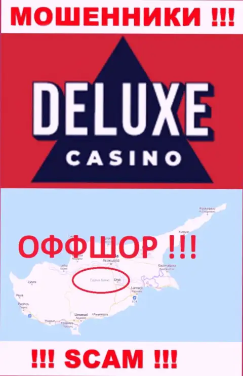 Deluxe Casino - это противозаконно действующая контора, пустившая корни в оффшоре на территории Cyprus