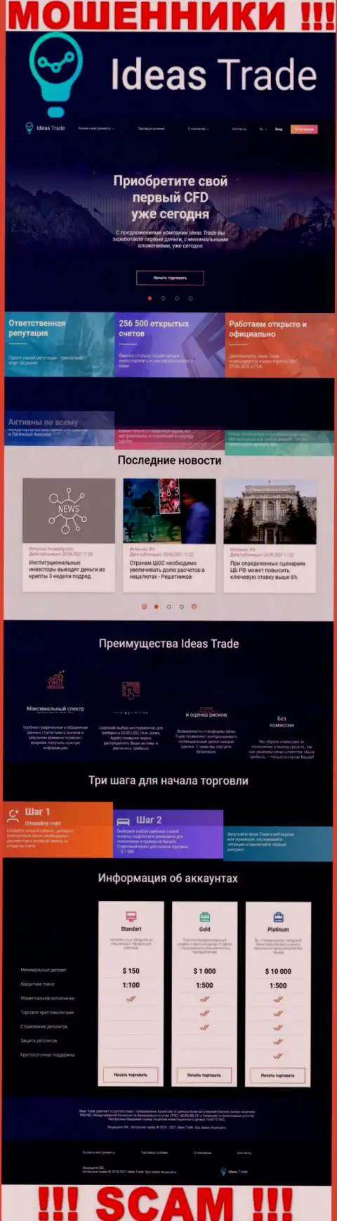 Официальный веб-сайт мошенников Идеас Трейд