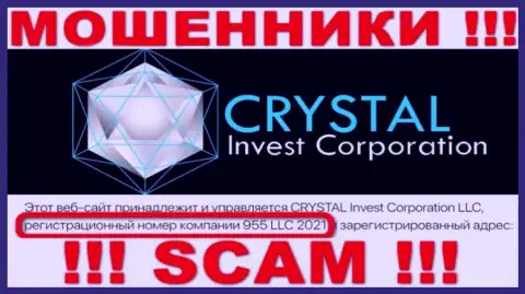 Номер регистрации конторы Crystal Invest, скорее всего, что и фейковый - 955 LLC 2021