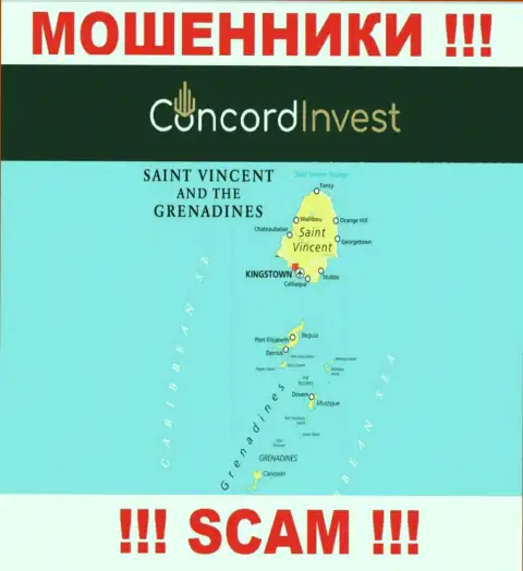 St. Vincent and the Grenadines - именно здесь, в офшоре, базируются мошенники ConcordInvest Ltd