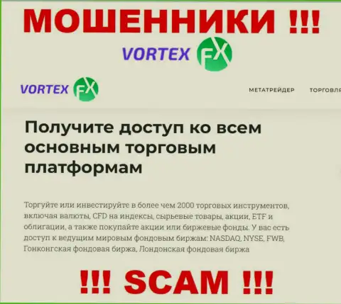 Брокер - область деятельности internet-обманщиков Vortex-FX Com