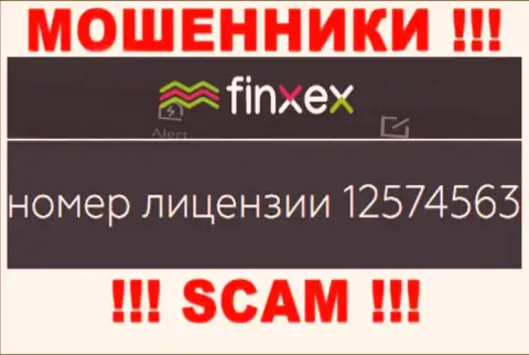 Finxex скрывают свою мошенническую сущность, показывая на своем веб-сервисе лицензию