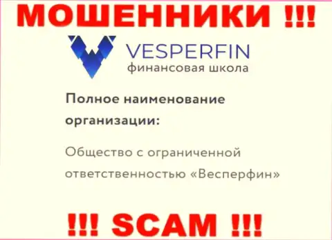 Инфа про юр лицо интернет-мошенников VesperFin - ООО Весперфин, не сохранит вас от их загребущих лап